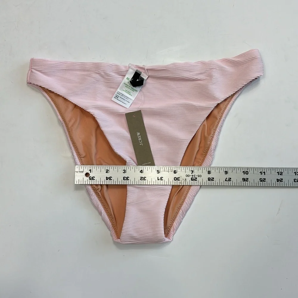 J. Crew‎ Ribbed High Rise Cheeky Bikini Bottom Women's M Pink New BE808